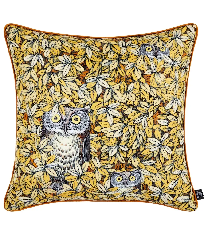 FORNASETTI Civette silk and cotton-blend cushion