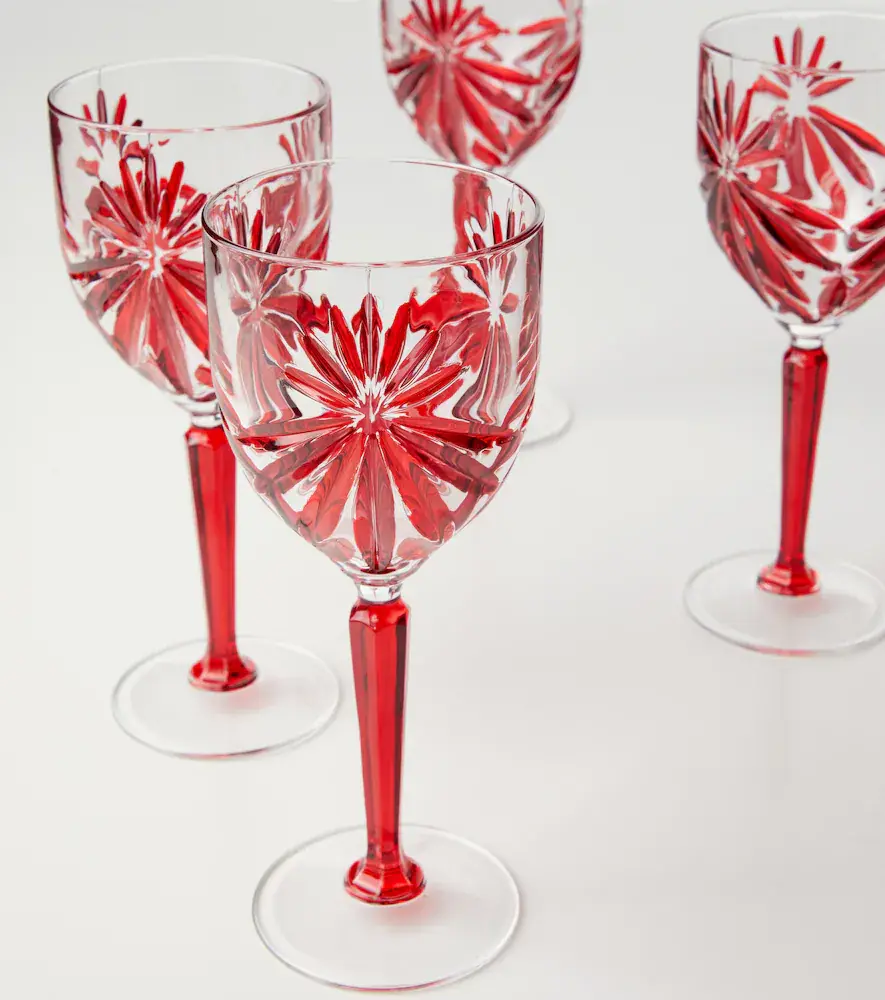 LES OTTOMANS Set of 4 floral crystal wine glasses | Thumbnail 2