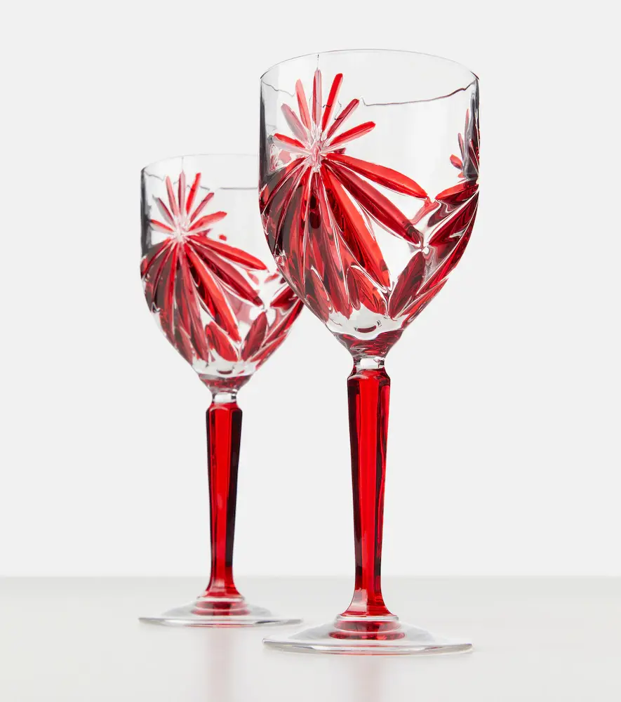 LES OTTOMANS Set of 4 floral crystal wine glasses | Thumbnail 3