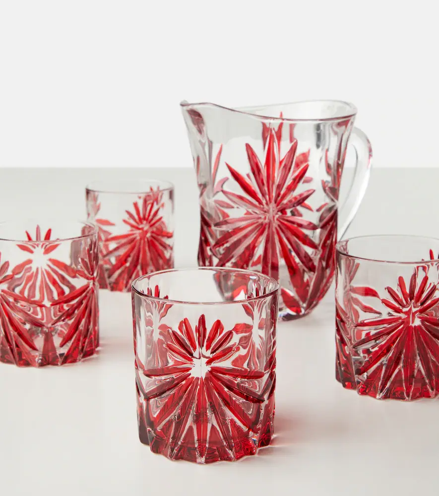LES OTTOMANS Set of 4 floral crystal tumblers and jug | Thumbnail 2