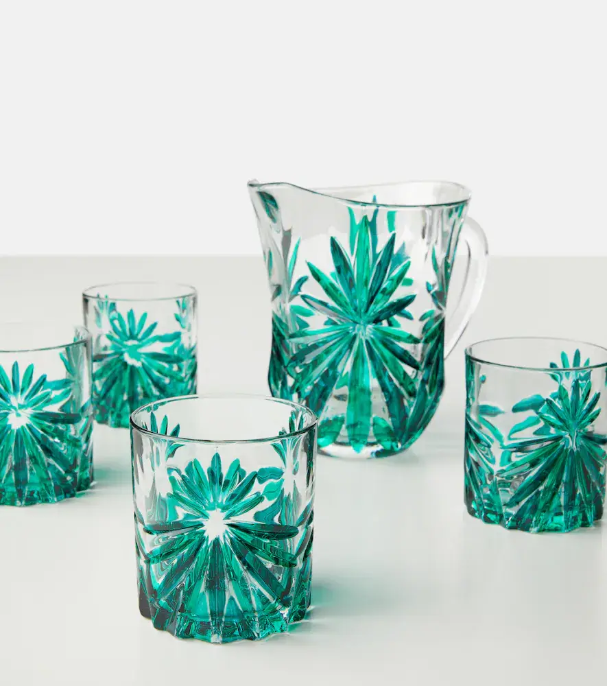 LES OTTOMANS Set of 4 floral crystal tumblers and jug | Thumbnail 2
