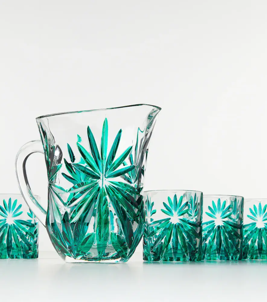 LES OTTOMANS Set of 4 floral crystal tumblers and jug | Thumbnail 3