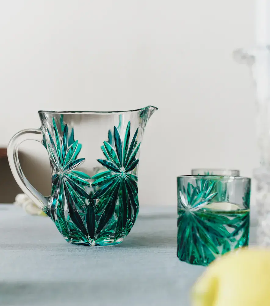 LES OTTOMANS Set of 4 floral crystal tumblers and jug | Thumbnail 4