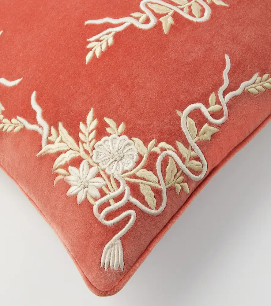 LES OTTOMANS Embroidered cotton velvet cushion | Thumbnail 3