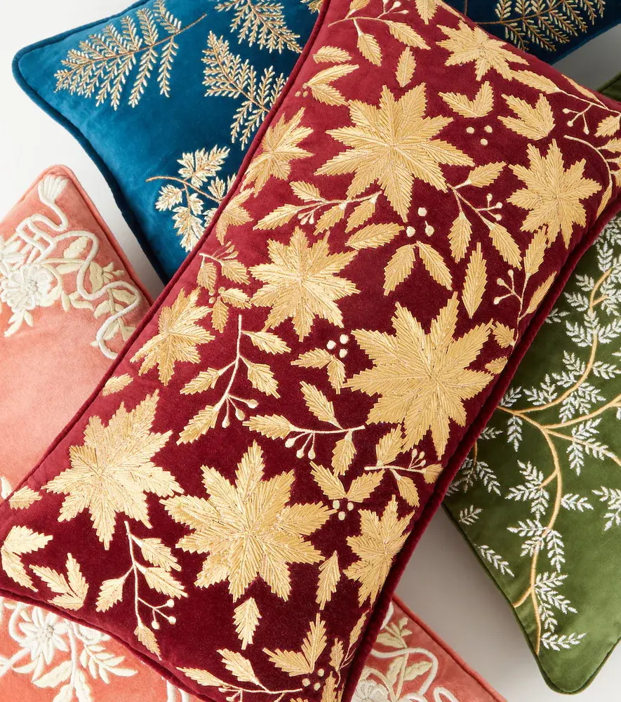 LES OTTOMANS Embroidered cotton velvet cushion | Thumbnail 5