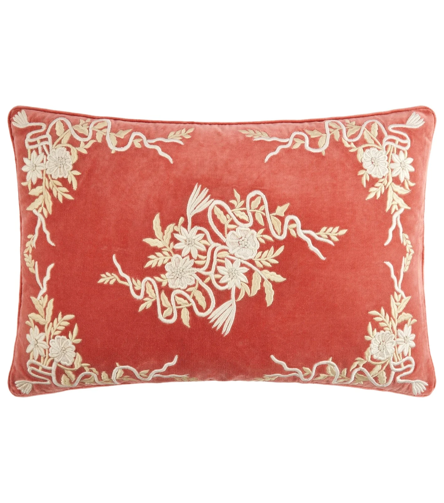 LES OTTOMANS Embroidered cotton velvet cushion