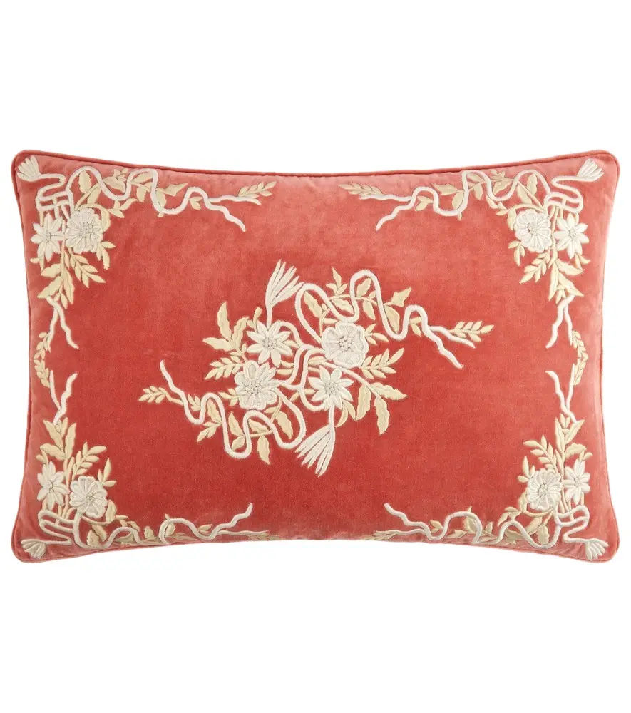LES OTTOMANS Embroidered cotton velvet cushion