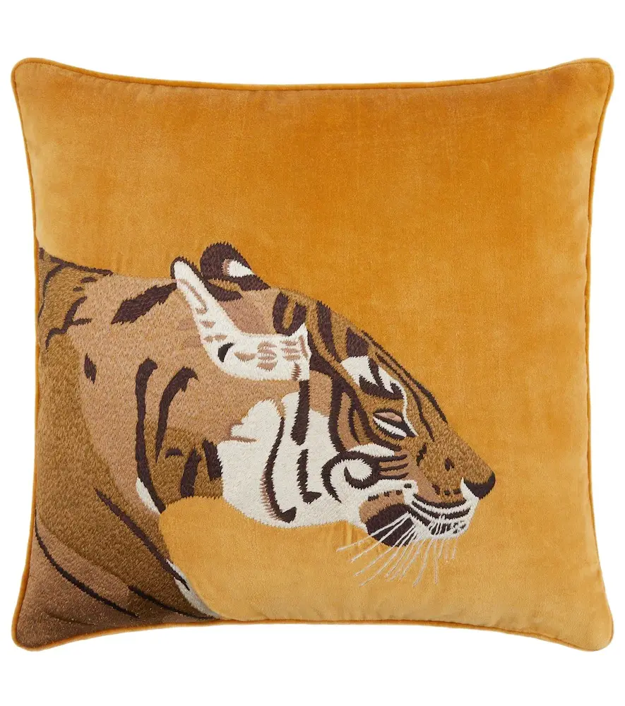 LES OTTOMANS Embroidered cotton velvet cushion