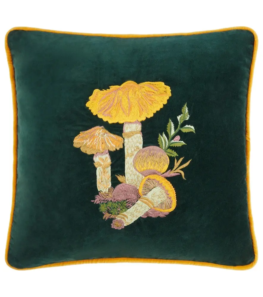 LES OTTOMANS Mushroom cotton velvet cushion