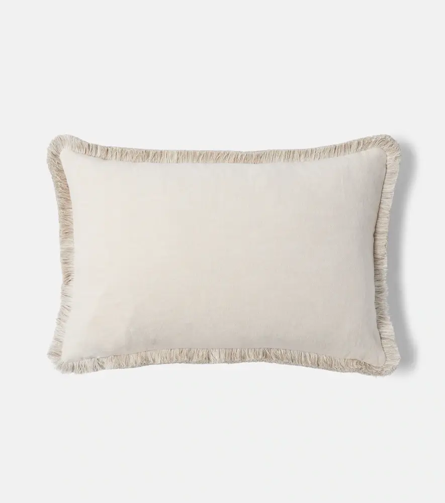 Once Milano Fringed linen cushion | Thumbnail 3