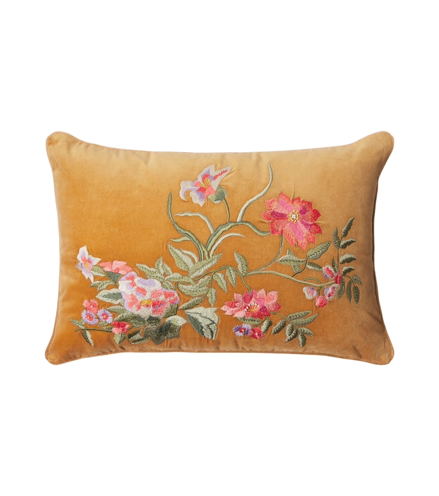 Embroidered cotton velvet cushion Embroidered cotton velvet cushion