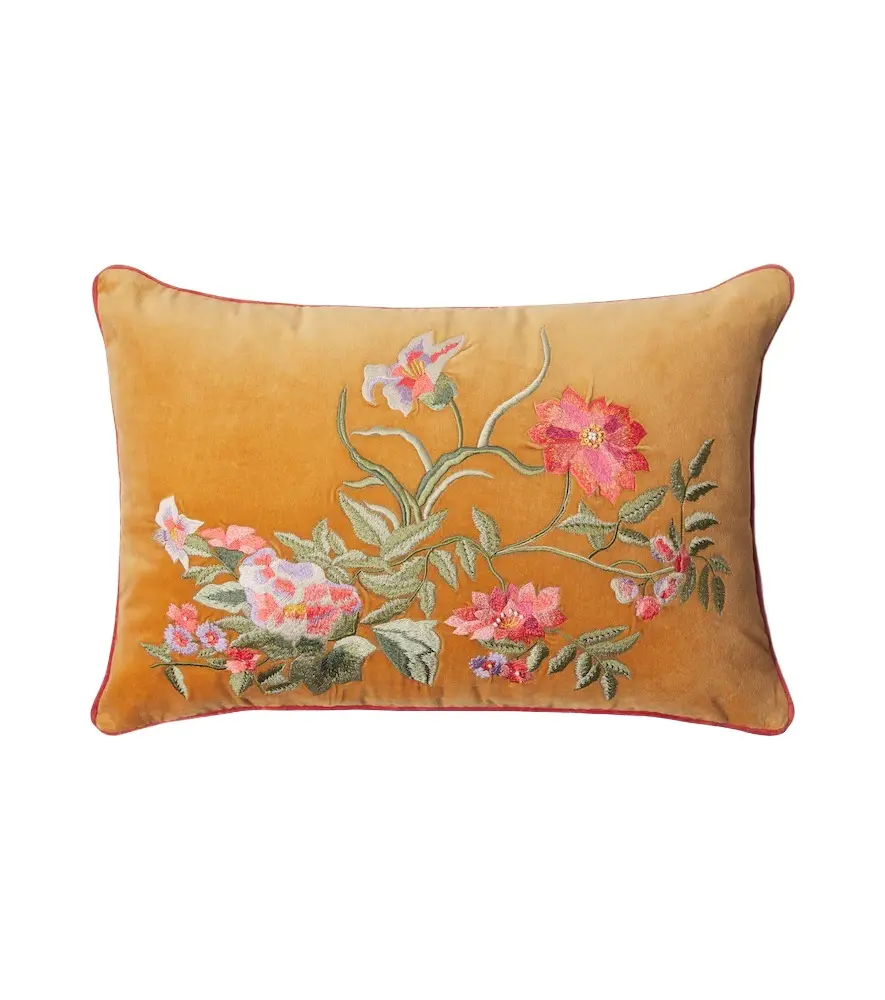 LES OTTOMANS Embroidered cotton velvet cushion