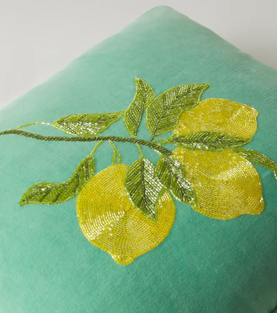 LES OTTOMANS Embroidered cotton velvet cushion | Thumbnail 2