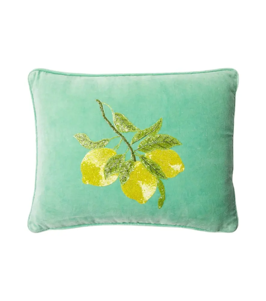 LES OTTOMANS Embroidered cotton velvet cushion