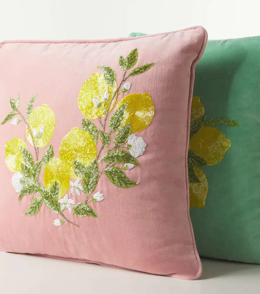 LES OTTOMANS Embroidered cotton velvet cushion | Thumbnail 2