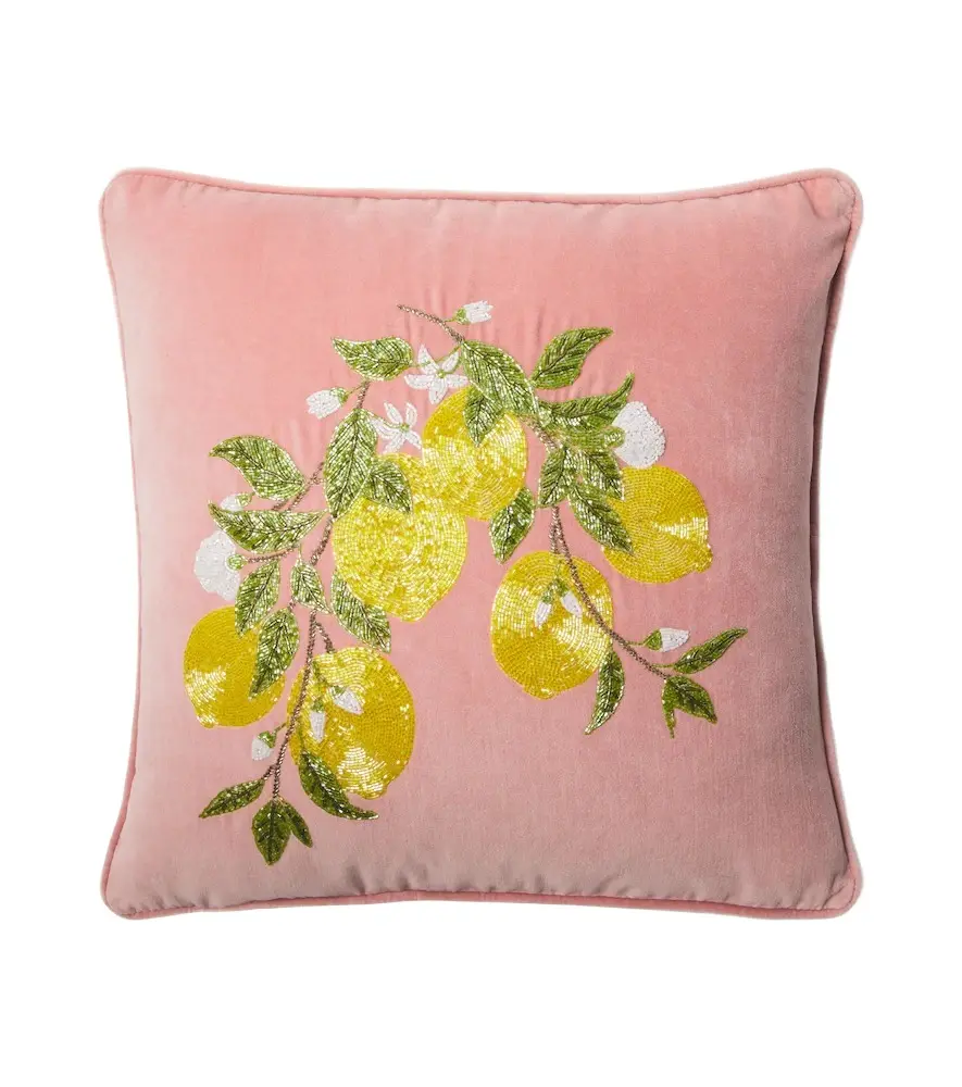 LES OTTOMANS Embroidered cotton velvet cushion