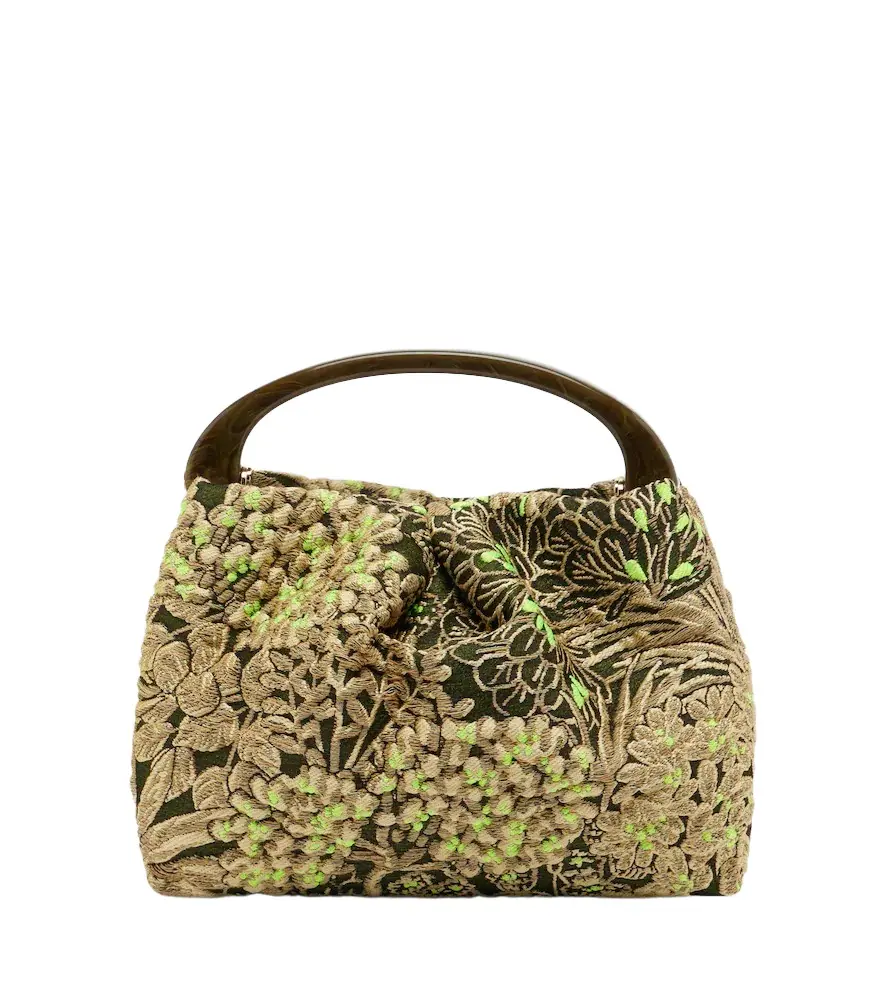 Small floral jacquard top-handle bag