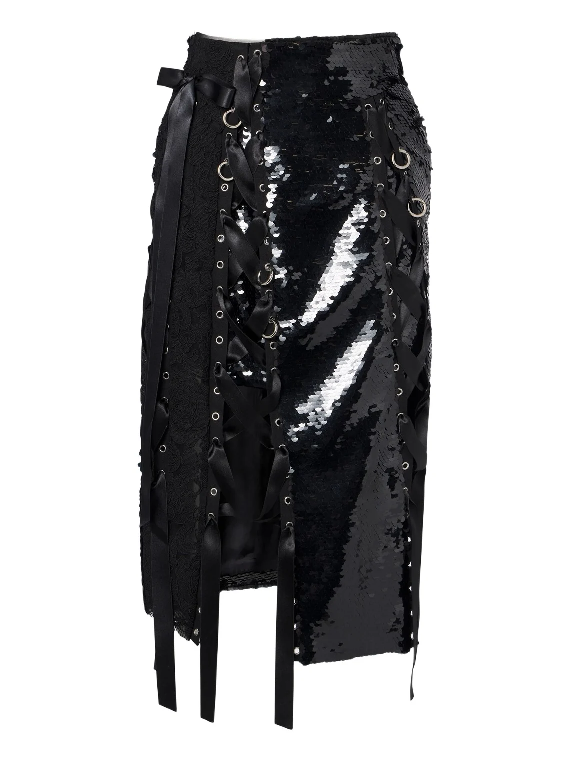 Simone Rocha Patchwork sequined lace midi skirt