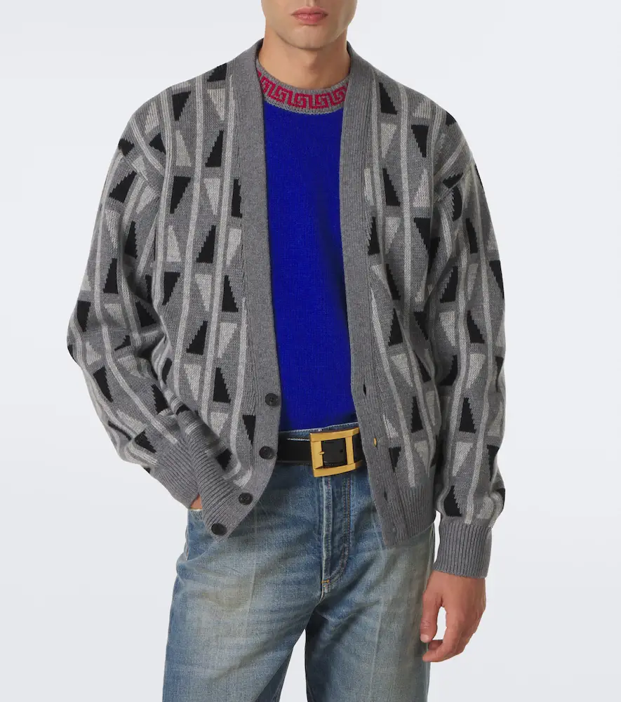 Versace Jacquard wool and cashmere cardigan | Thumbnail 2 Versace Jacquard wool and cashmere cardigan | Thumbnail 2