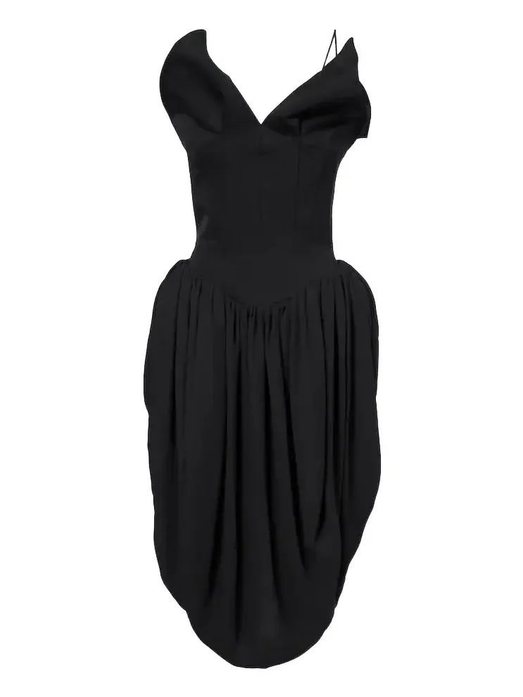 Draped cotton and silk corset dress