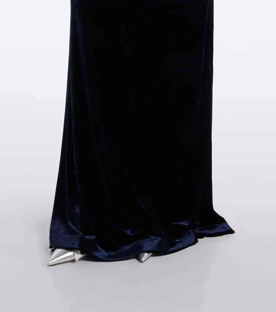 Ralph Lauren Collection Nancie leather-trimmed velour gown | Thumbnail 3 Ralph Lauren Collection Nancie leather-trimmed velour gown | Thumbnail 3