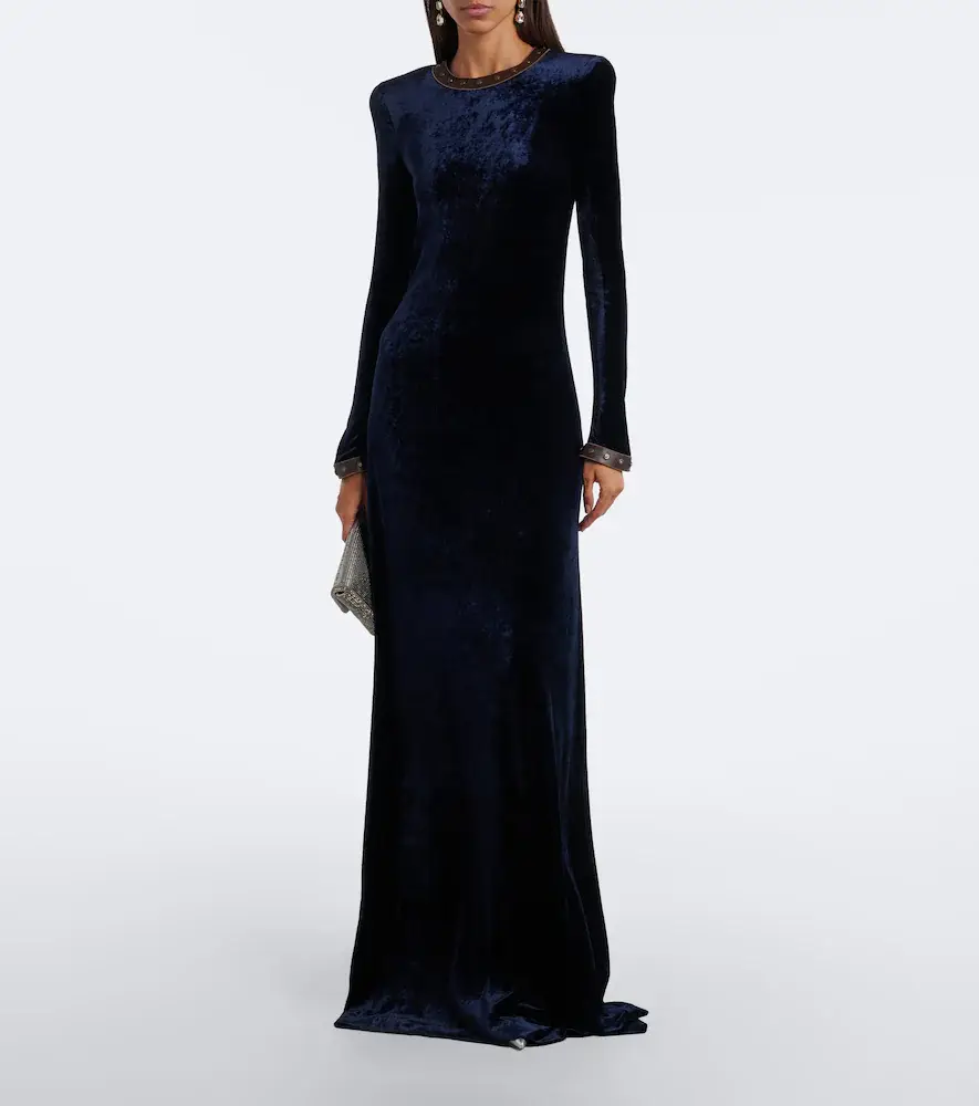 Ralph Lauren Collection Nancie leather-trimmed velour gown | Thumbnail 5 Ralph Lauren Collection Nancie leather-trimmed velour gown | Thumbnail 5
