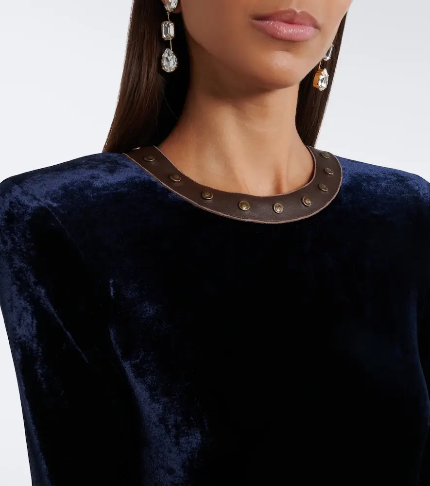 Ralph Lauren Collection Nancie leather-trimmed velour gown | Thumbnail 6 Ralph Lauren Collection Nancie leather-trimmed velour gown | Thumbnail 6