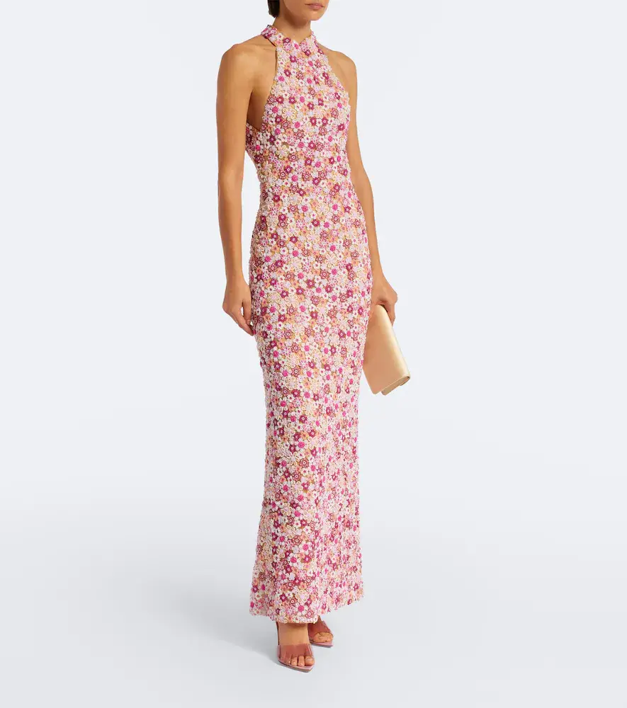 LA FUORI Là Fuori Afterglow Botanica beaded open-back gown | Thumbnail 4