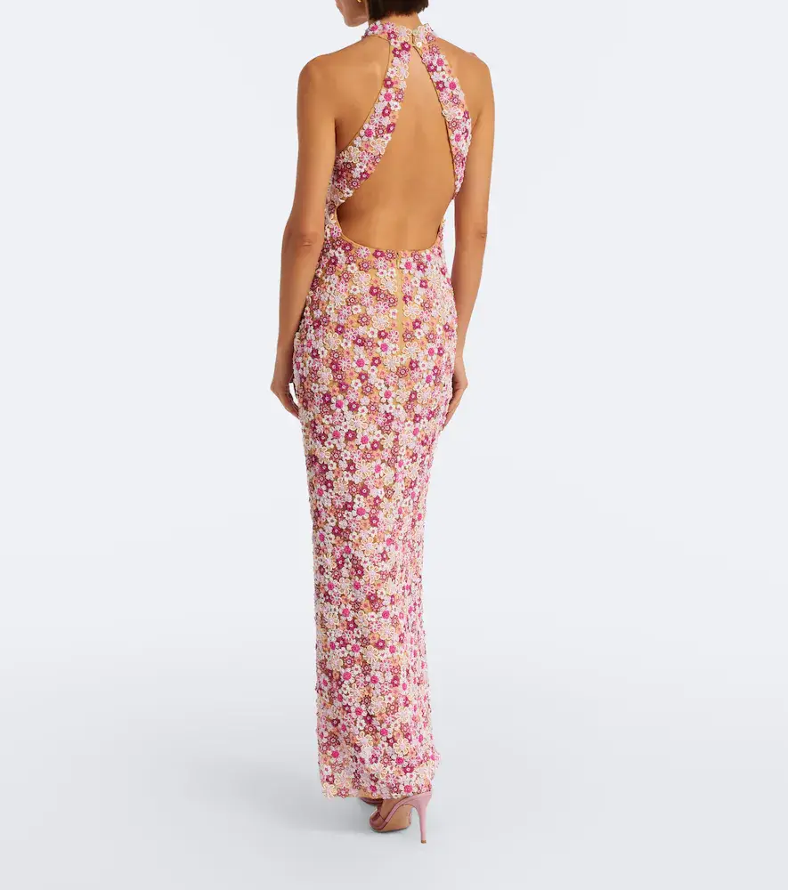 LA FUORI Là Fuori Afterglow Botanica beaded open-back gown | Thumbnail 7