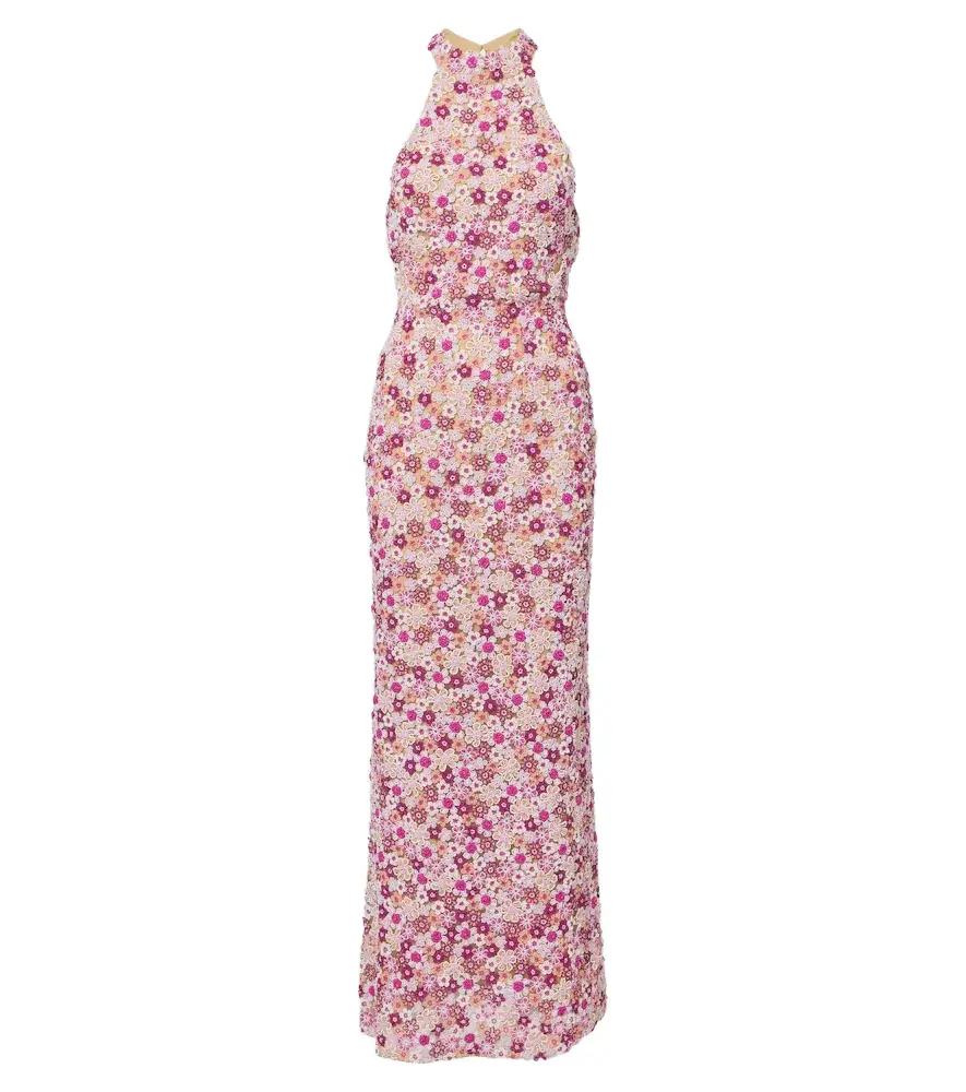 LA FUORI Là Fuori Afterglow Botanica beaded open-back gown