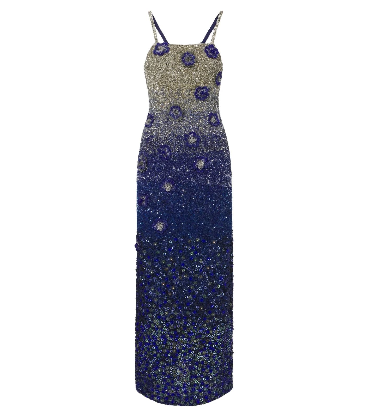 Là Fuori Sapphire Stardust embellished gown