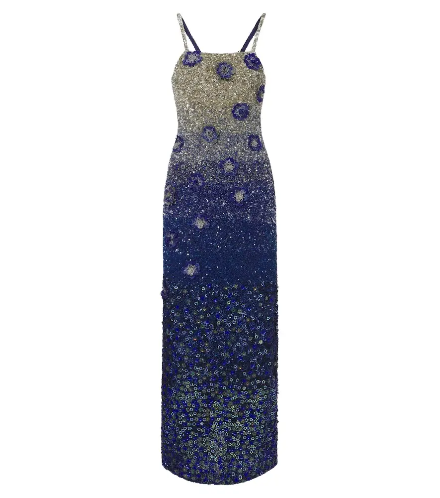 LA FUORI Là Fuori Sapphire Stardust embellished gown