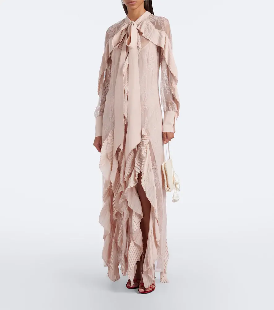 BLUMARINE Ruffled tie-neck lace gown | Thumbnail 4 BLUMARINE Ruffled tie-neck lace gown | Thumbnail 4