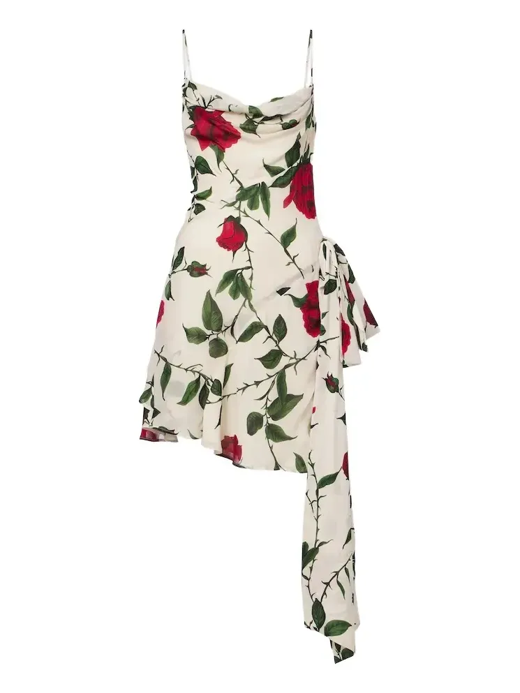 Draped floral minidress
