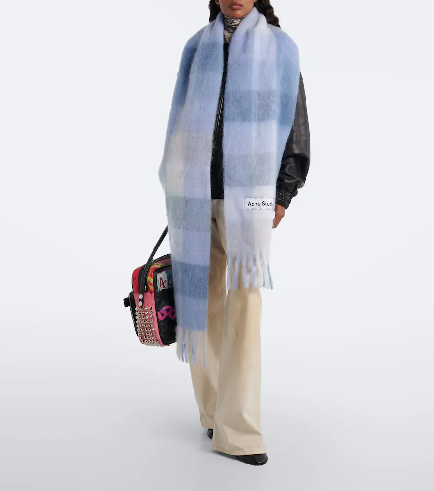 Acne Studios Checked alpaca, wool, and mohair-blend scarf | Thumbnail 4 Acne Studios Checked alpaca, wool, and mohair-blend scarf | Thumbnail 4