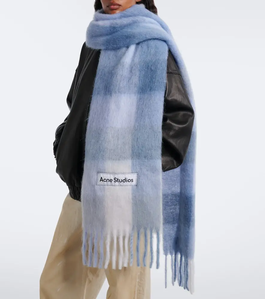 Acne Studios Checked alpaca, wool, and mohair-blend scarf | Thumbnail 5 Acne Studios Checked alpaca, wool, and mohair-blend scarf | Thumbnail 5