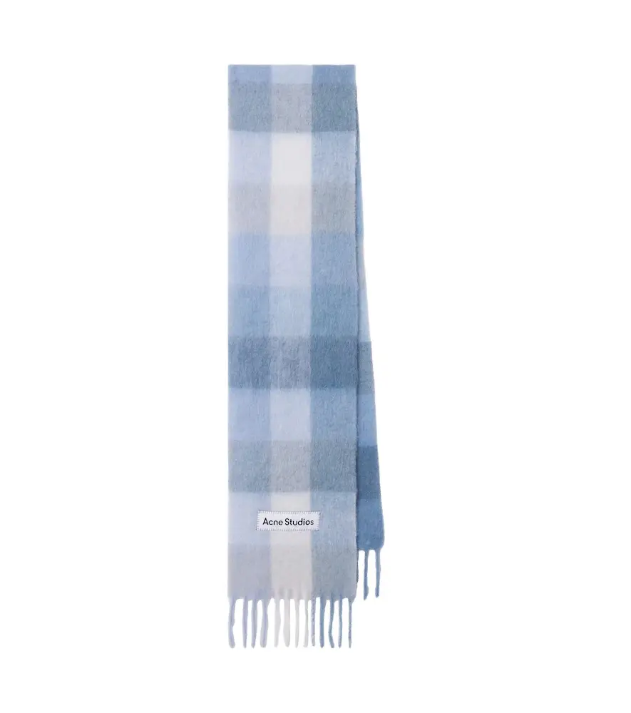 Checked alpaca, wool, and mohair-blend scarf Checked alpaca, wool, and mohair-blend scarf