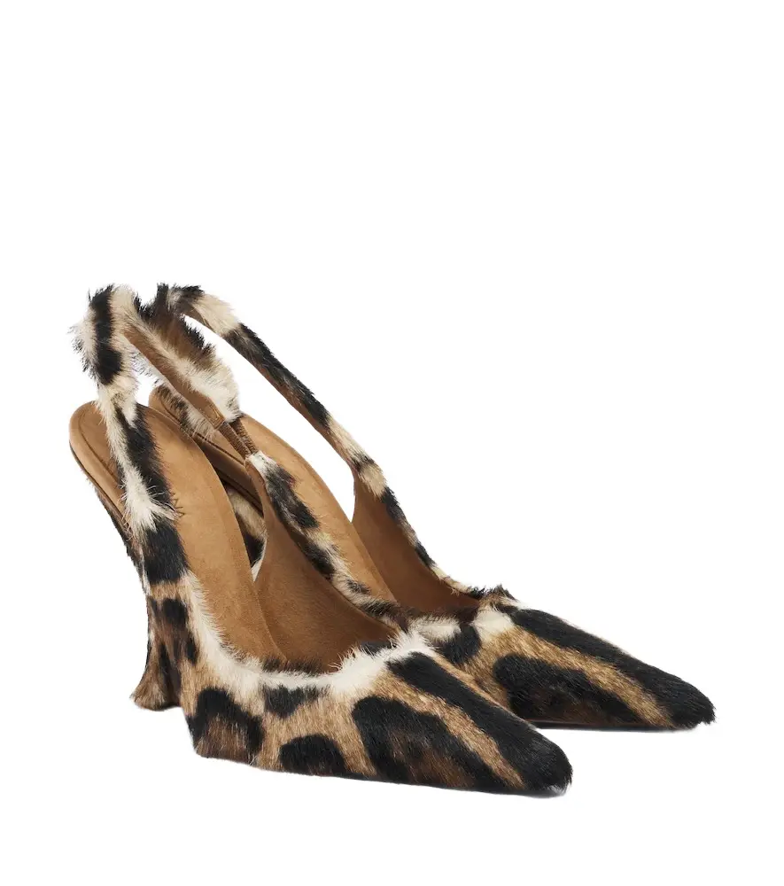 Leopard-print calf hair slingback pumps Leopard-print calf hair slingback pumps