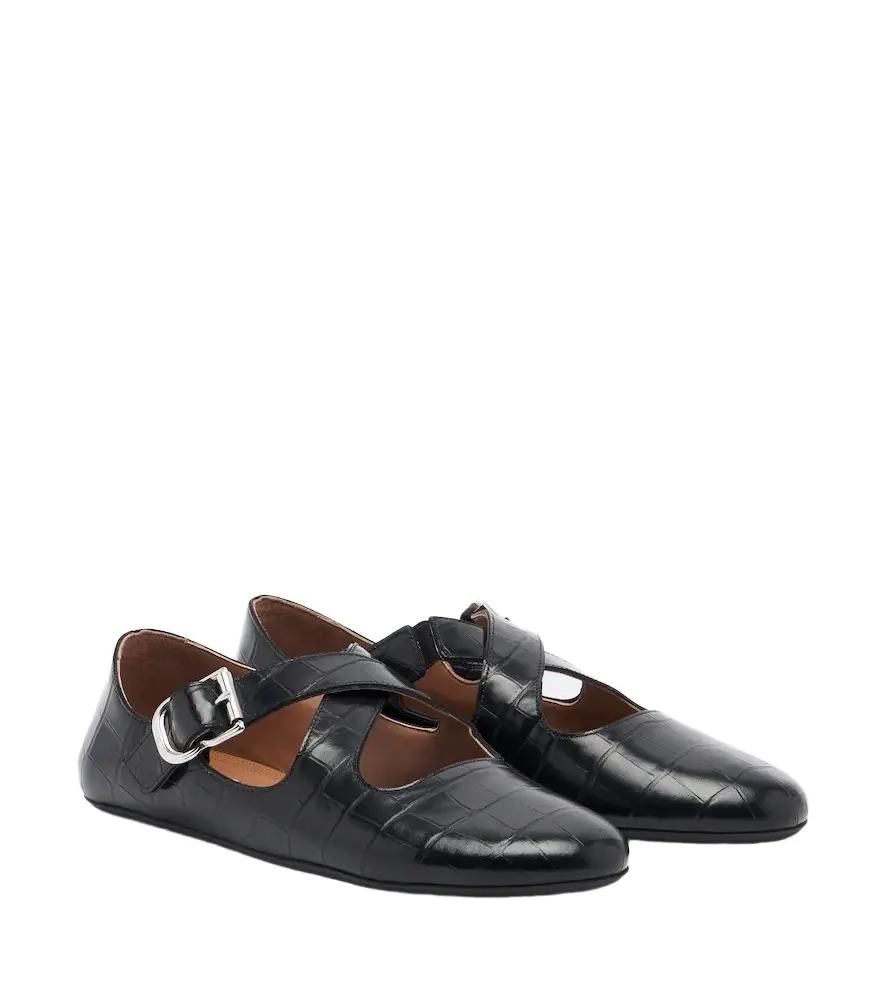 Alaïa Croc-effect leather ballet flats