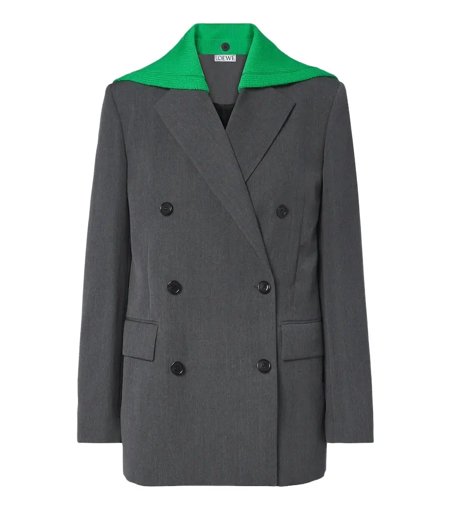 Loewe Paneled double-breasted wool blazer