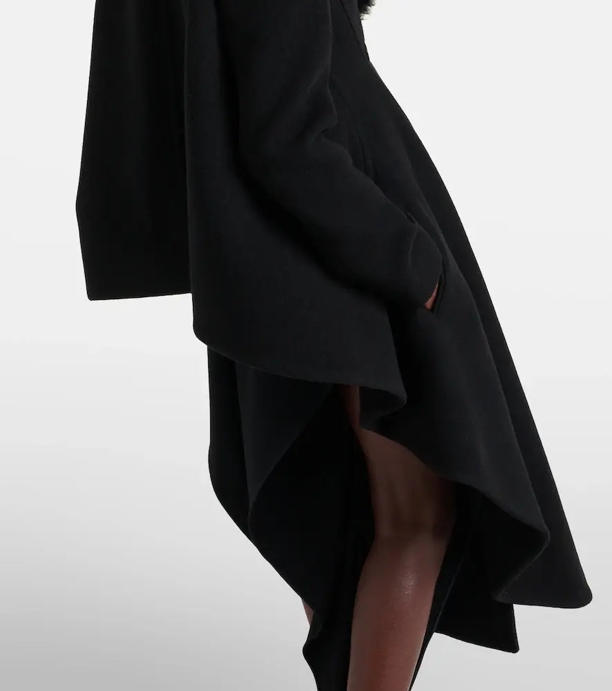 Alaïa Alaïa Asymmetric shearling-trimmed wool coat | Thumbnail 2 Alaïa Alaïa Asymmetric shearling-trimmed wool coat | Thumbnail 2