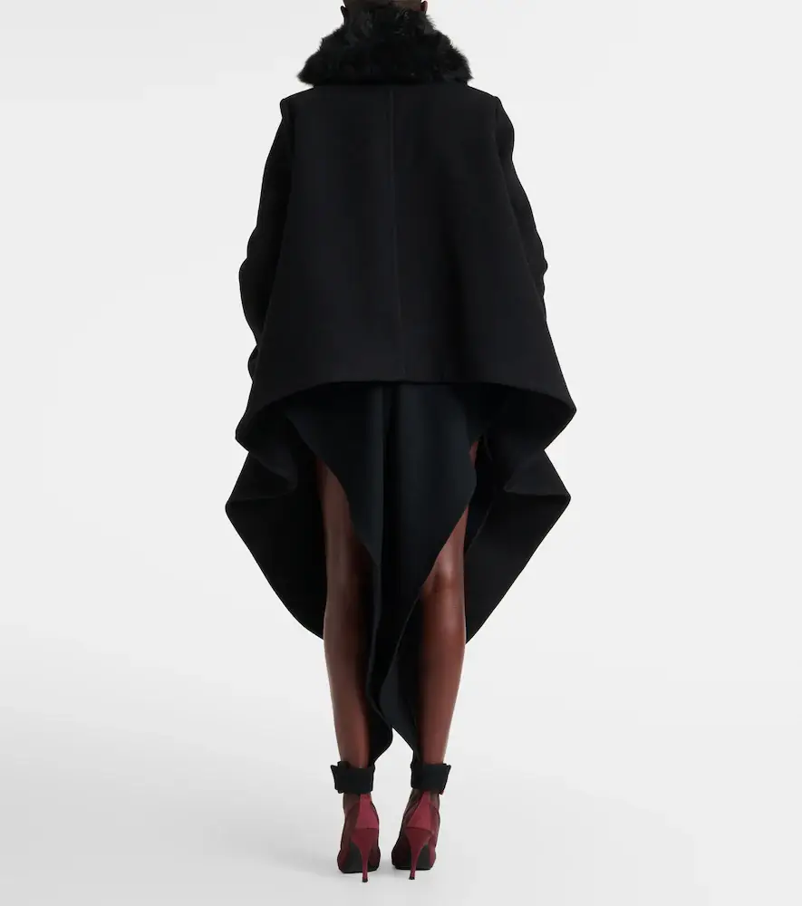 Alaïa Alaïa Asymmetric shearling-trimmed wool coat | Thumbnail 3 Alaïa Alaïa Asymmetric shearling-trimmed wool coat | Thumbnail 3