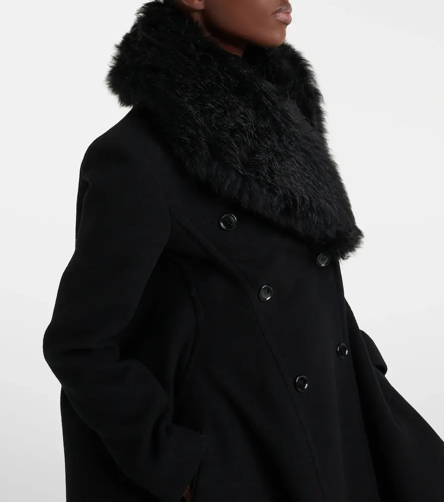 Alaïa Alaïa Asymmetric shearling-trimmed wool coat | Thumbnail 4 Alaïa Alaïa Asymmetric shearling-trimmed wool coat | Thumbnail 4