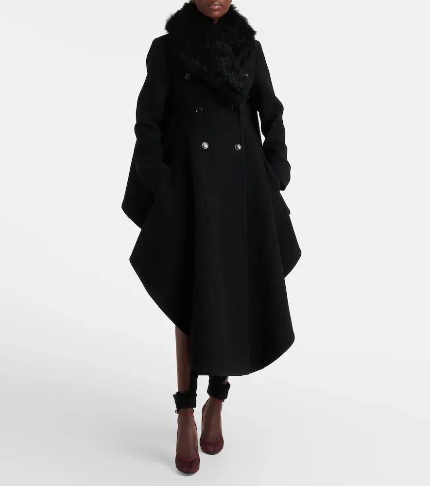 Alaïa Alaïa Asymmetric shearling-trimmed wool coat | Thumbnail 5 Alaïa Alaïa Asymmetric shearling-trimmed wool coat | Thumbnail 5