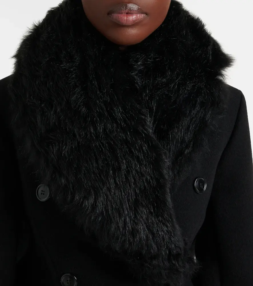 Alaïa Alaïa Asymmetric shearling-trimmed wool coat | Thumbnail 6 Alaïa Alaïa Asymmetric shearling-trimmed wool coat | Thumbnail 6