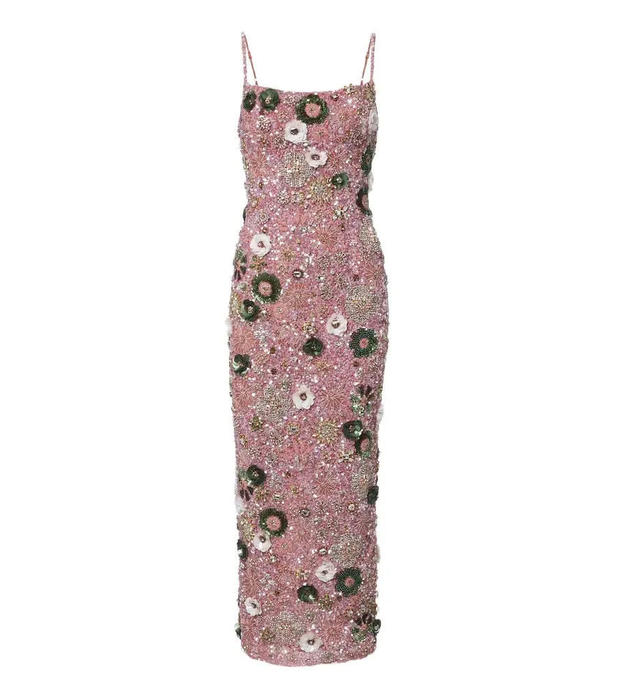 RACHEL GILBERT Francesca floral-appliqué corset dress