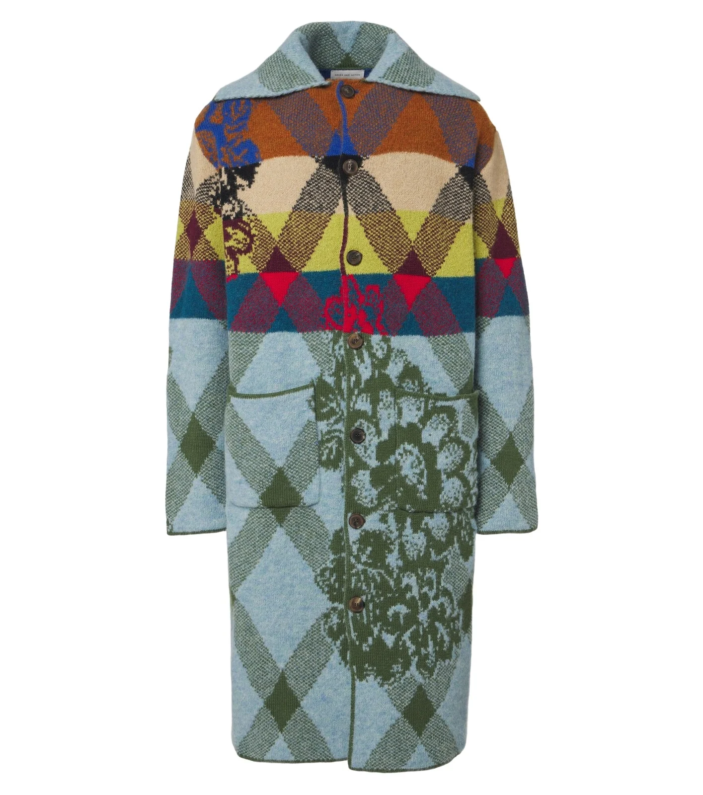 Patchwork wool and alpaca-blend long coat Patchwork wool and alpaca-blend long coat