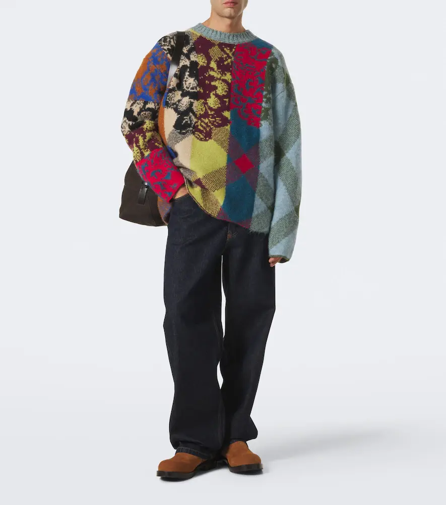 Dries Van Noten Patchwork wool and alpaca-blend sweater | Thumbnail 3 Dries Van Noten Patchwork wool and alpaca-blend sweater | Thumbnail 3