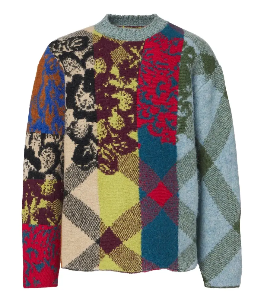 Dries Van Noten Patchwork wool and alpaca-blend sweater