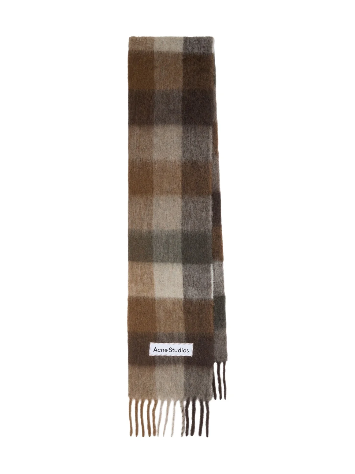 Checked fringed alpaca and wool-blend scarf Checked fringed alpaca and wool-blend scarf